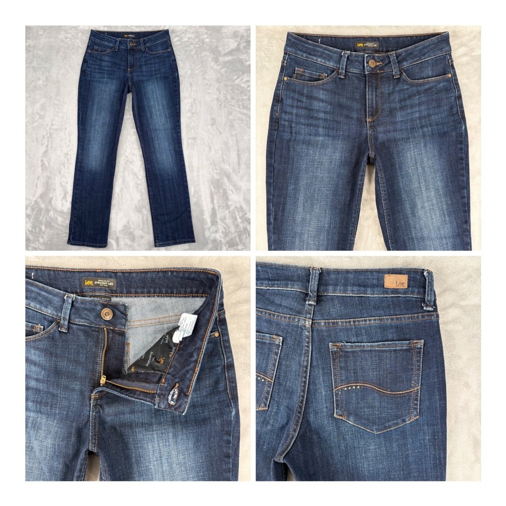 Lee Jeans Womens 6 (29x28.5) Short Blue Regular Fit Straight Leg Secretly Shapes